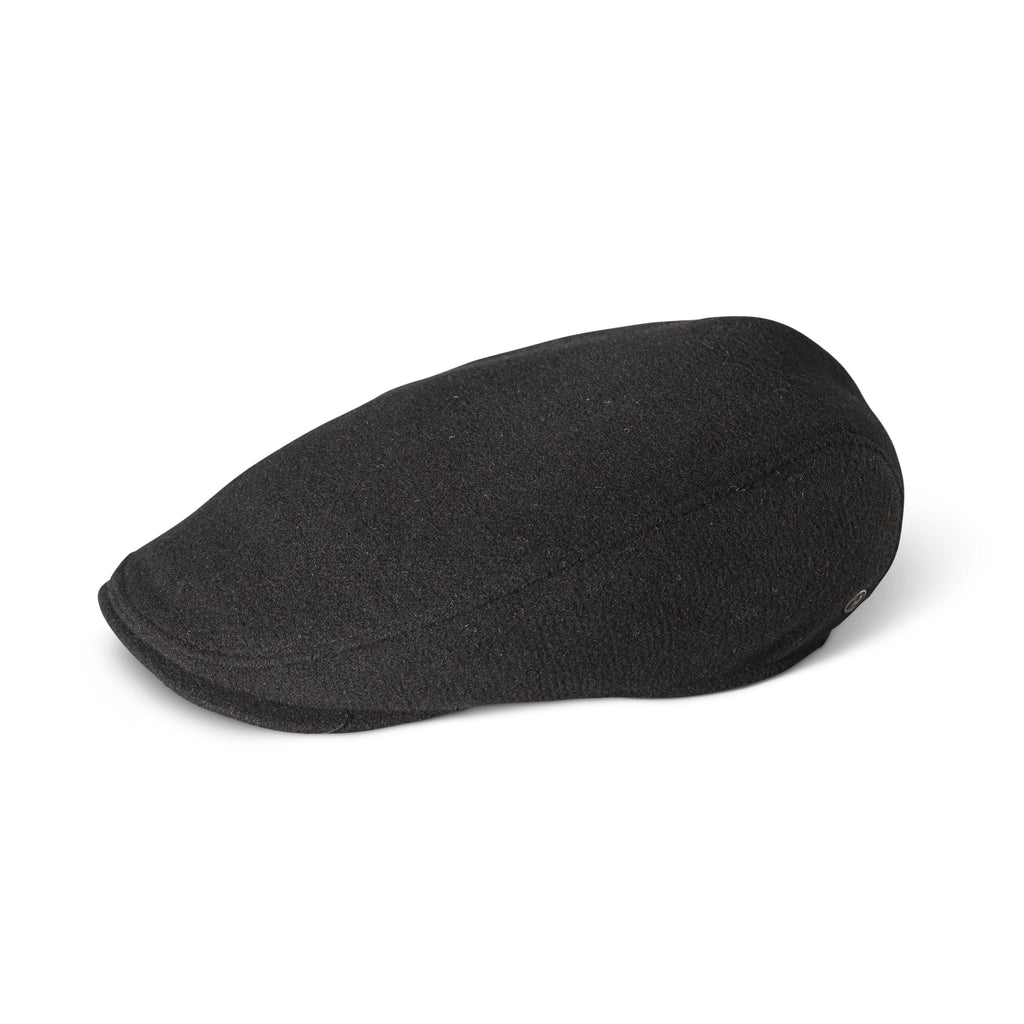 Black Wool Tailored Cap