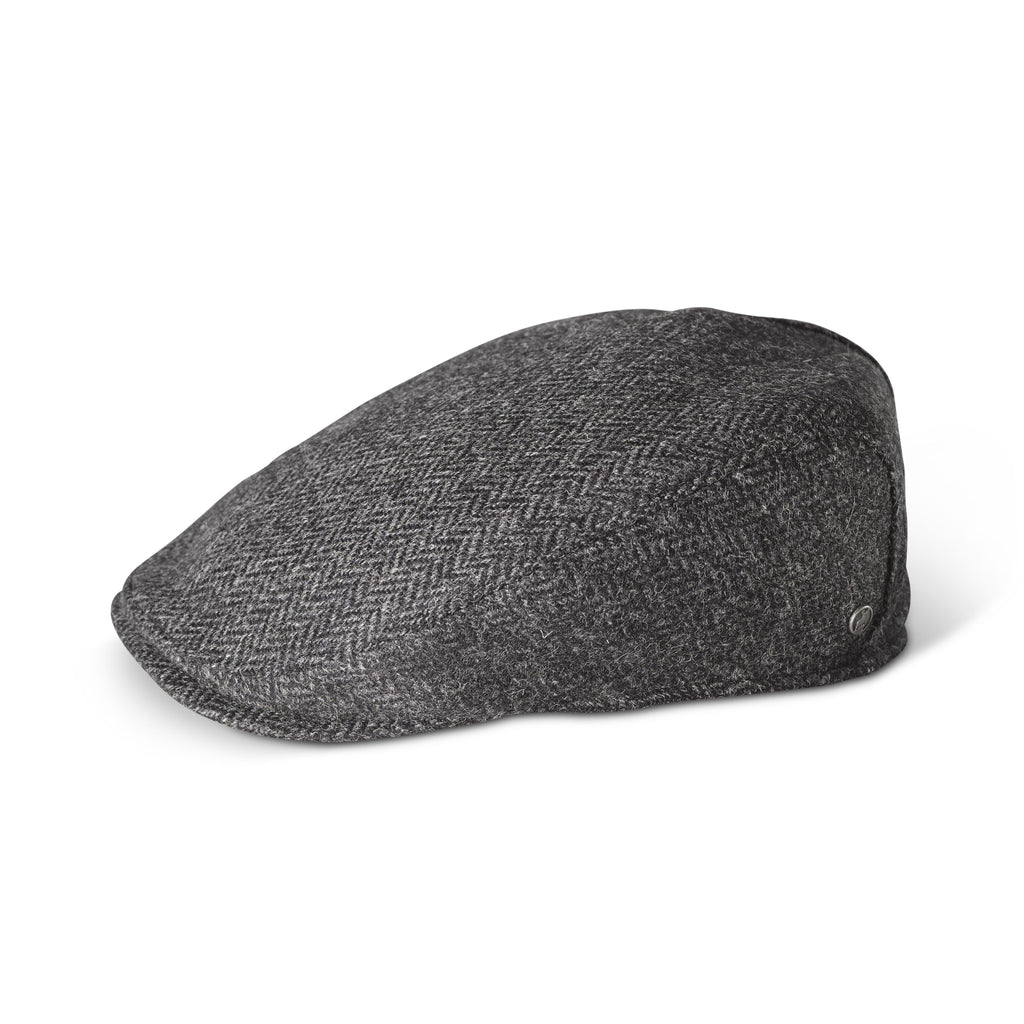 Tweed Cap  Tailored Charcoal Quilted