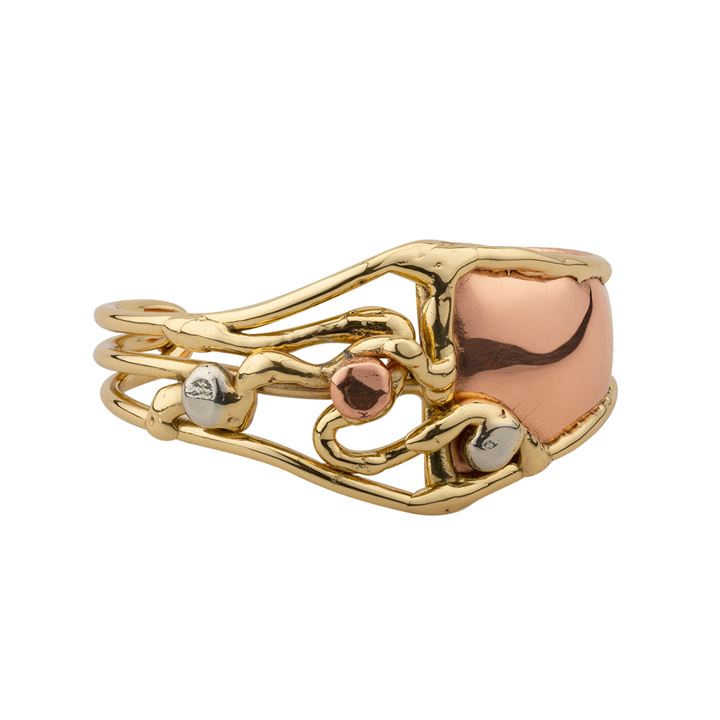 Copper 3 Colour Lined Open Section Bangle