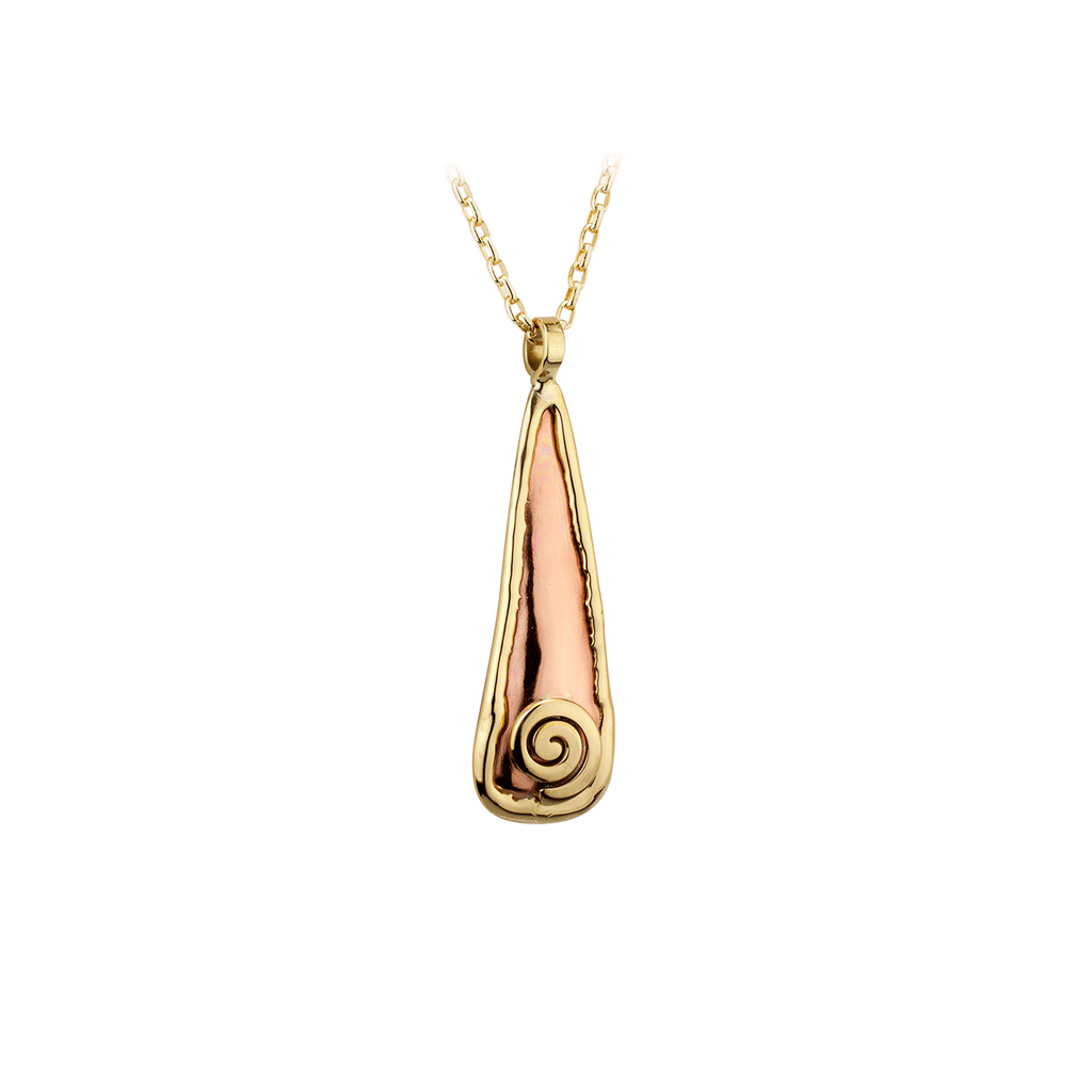 The Grange Copper Long  Oval Pendant - On Chain