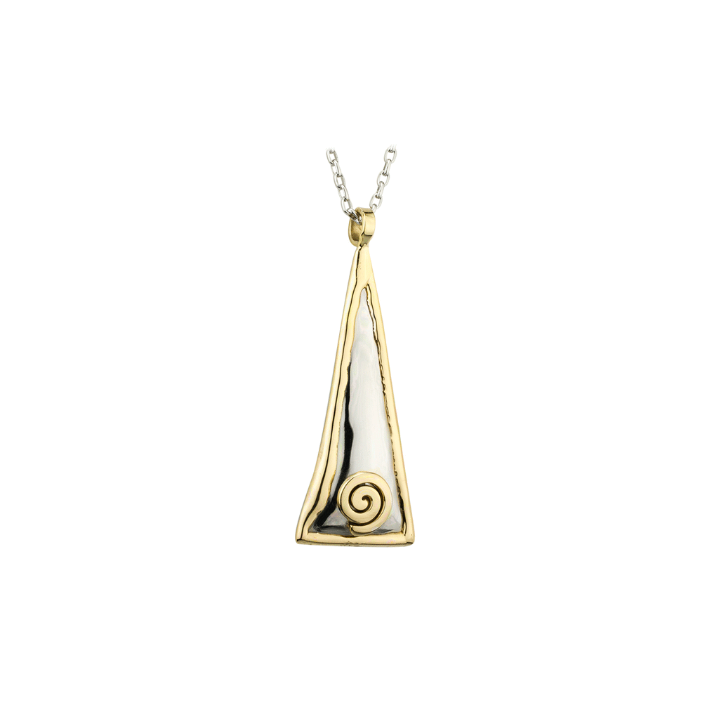 The Grange Silver Long  Spiral Triangle Pendant - On Chain