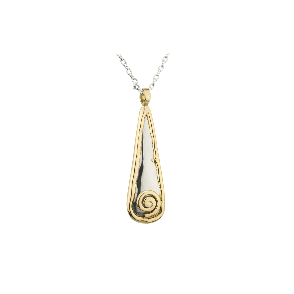 The Grange Silver Long  Oval Pendant - On Chain