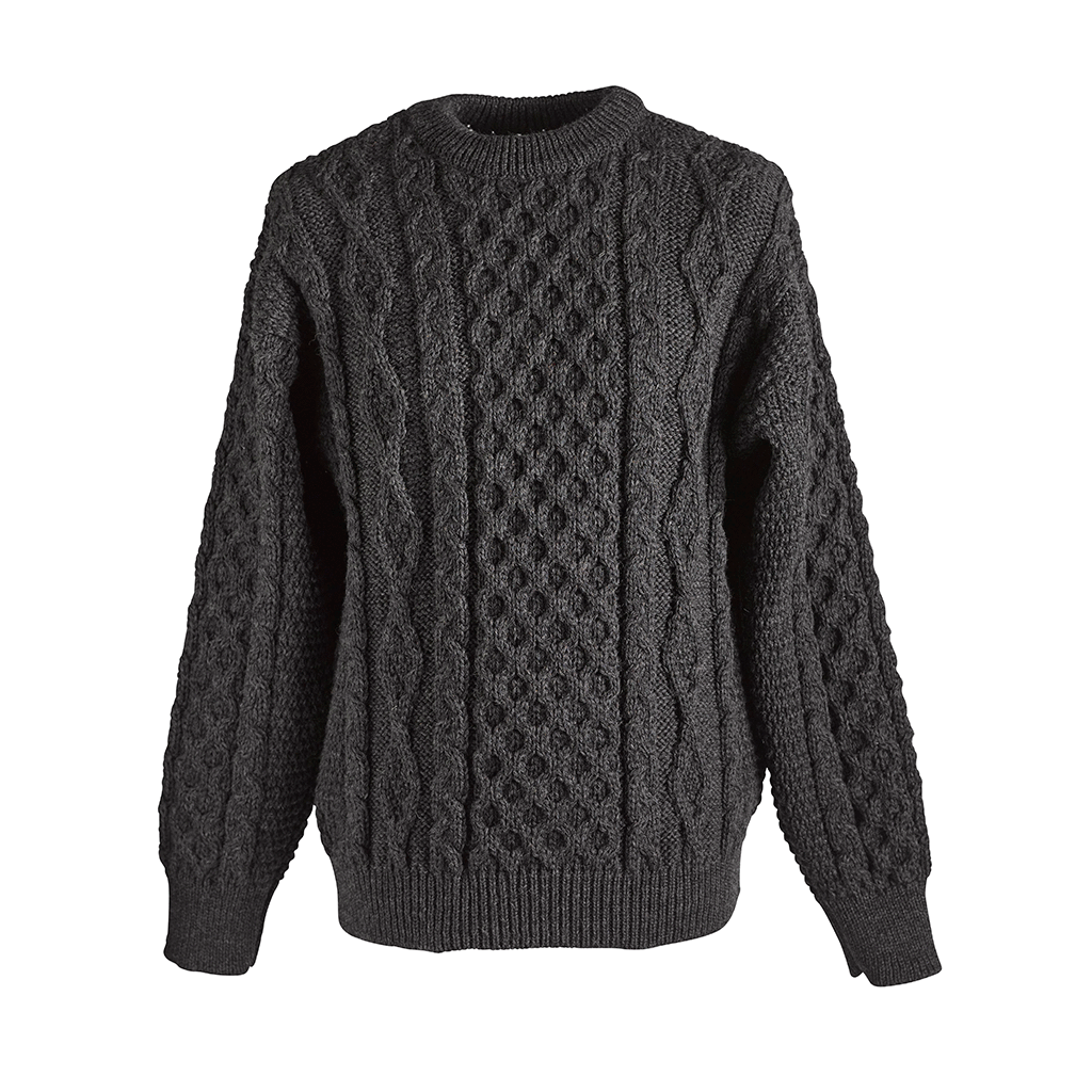 Store Irish Roseanne Knitwear hand loomed charcoal chunky weave pullover sweater