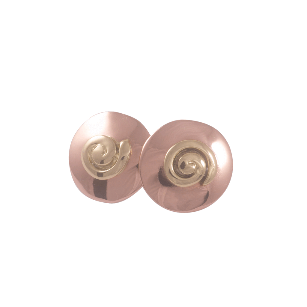 The Grange Round Spiral Copper 2 Tone Clip Earrings